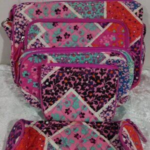 Vera Bradley Iconic Hipster Crossbody W/ Wallet & Coin Purse, Makeup Pouch